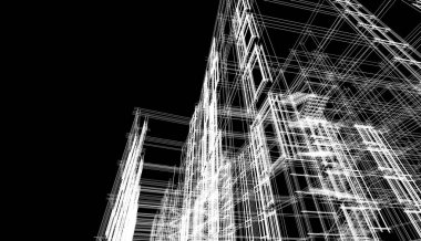 Binanın mimari 3d çizim çizim ev