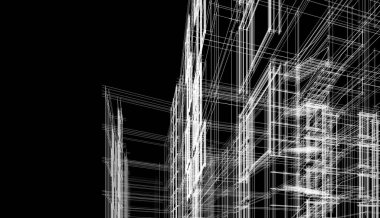 Binanın mimari 3d çizim çizim ev