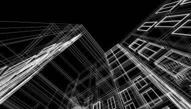 Binanın mimari 3d çizim çizim ev