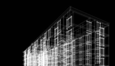 Binanın mimari 3d çizim çizim ev