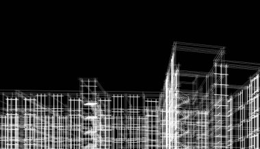 Binanın mimari 3d çizim çizim ev