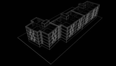 Binanın mimari 3d çizim çizim ev