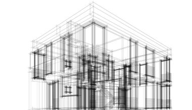 Binanın mimari 3d çizim çizim ev