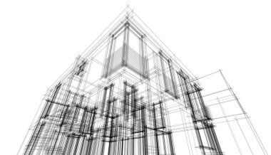 Binanın mimari 3d çizim çizim ev