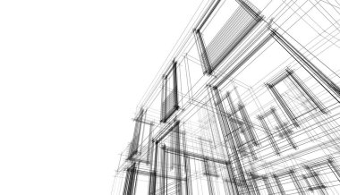 Binanın mimari 3d çizim çizim ev