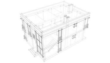 Binanın mimari 3d çizim çizim ev