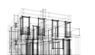 Binanın mimari 3d çizim çizim ev