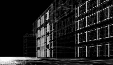 Binanın mimari 3d çizim çizim ev