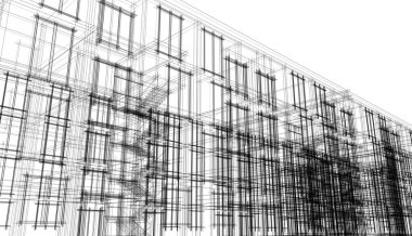 Binanın mimari 3d çizim çizim ev