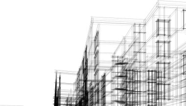 Binanın mimari 3d çizim çizim ev