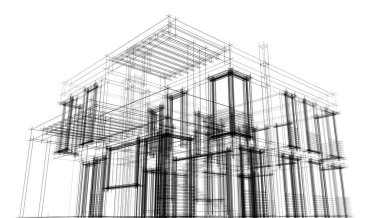 Binanın mimari 3d çizim çizim ev