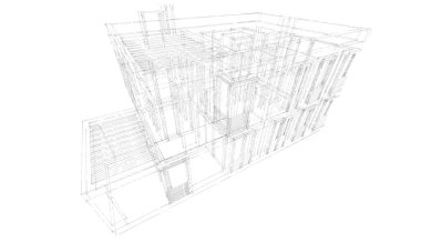 Binanın mimari 3d çizim çizim ev