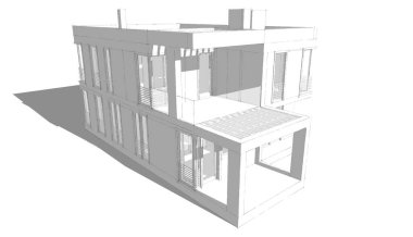 Binanın mimari 3d çizim çizim ev