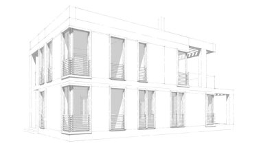 Binanın mimari 3d çizim çizim ev