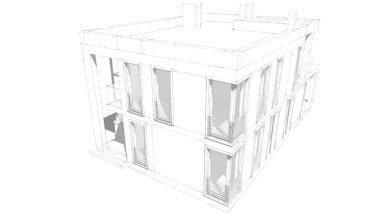 Binanın mimari 3d çizim çizim ev