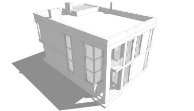 Binanın mimari 3d çizim çizim ev