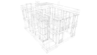 Binanın mimari 3d çizim çizim ev