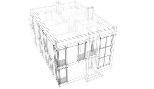Cladire Casa Desen Arhitectural Ilustrație — Fotografie, imagine de stoc