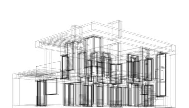 Binanın mimari 3d çizim çizim ev