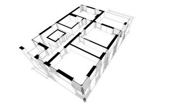 Binanın mimari 3d çizim çizim ev