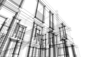 Binanın mimari 3d çizim çizim ev