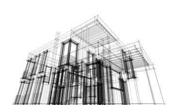 Binanın mimari 3d çizim çizim ev