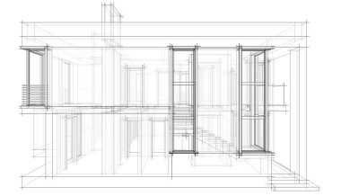 Binanın mimari 3d çizim çizim ev