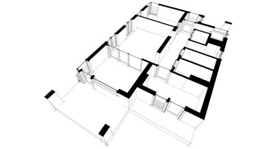 Binanın mimari 3d çizim çizim ev