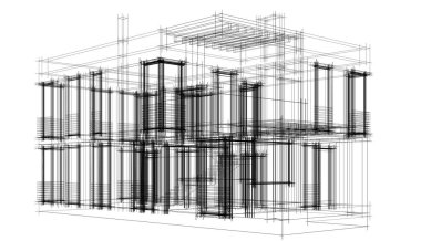 Binanın mimari 3d çizim çizim ev