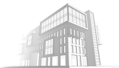 Alışveriş merkezi mimari çizimi 3d illüstrasyon