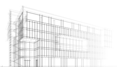 Alışveriş merkezi mimari çizimi 3d illüstrasyon