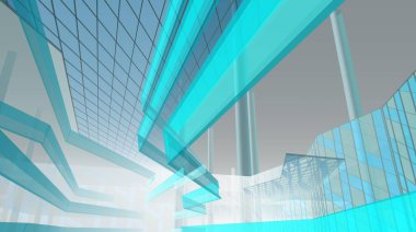 Alışveriş merkezi mimari çizimi 3d illüstrasyon