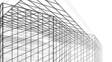 Alışveriş merkezi mimari çizimi 3d illüstrasyon