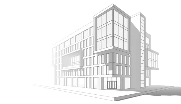 Winkelcentrum Gebouw Architectonische Tekening Illustratie — Stockfoto