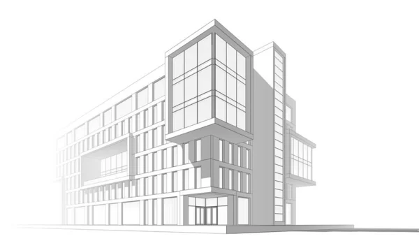 Centre Commercial Bâtiment Dessin Architectural Illustration — Photo