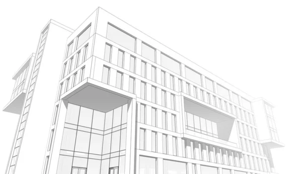 Einkaufszentrum Gebäude Architektonische Zeichnung Illustration — Stockfoto