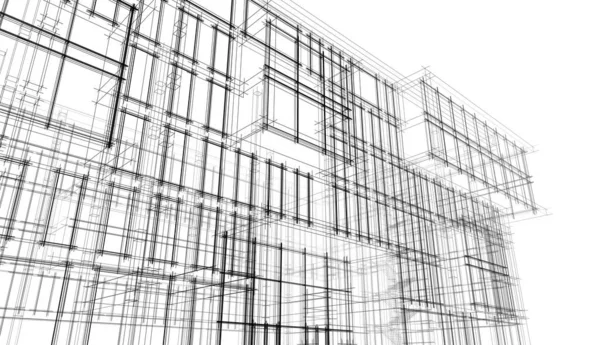 商场大楼建筑图3D图解 — 图库照片