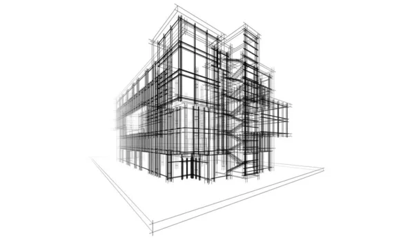 Будівля Торгового Центру Архітектурний Малюнок Ілюстрація — стокове фото