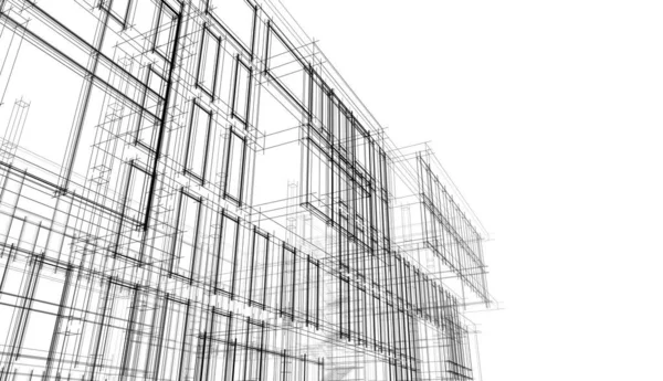 Edificio Comercial Dibujo Arquitectónico Ilustración —  Fotos de Stock