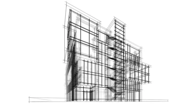 mall building architectural drawing 3d illustration