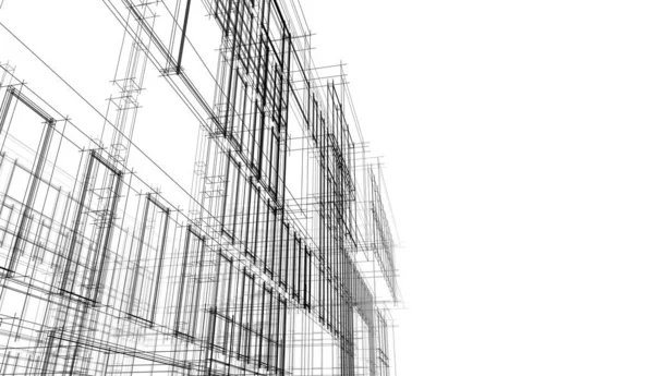 商场大楼建筑图3D图解 — 图库照片