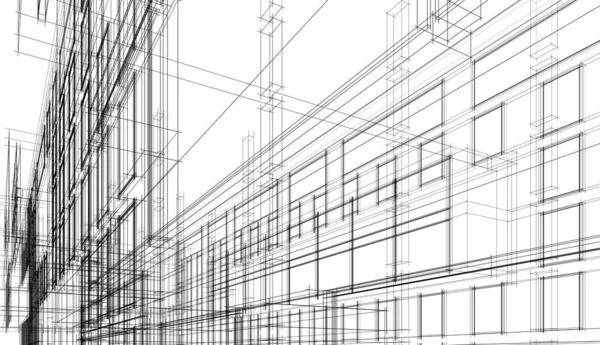 Centre Commercial Bâtiment Dessin Architectural Illustration — Photo
