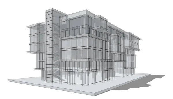 Трехмерная Иллюстрация Здания Торгового Центра — стоковое фото