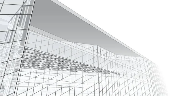 Disegno Architettonico Edificio Centro Commerciale Illustrazione — Foto Stock