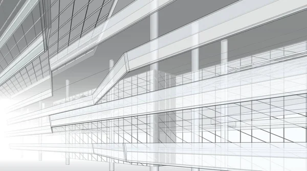 Einkaufszentrum Gebäude Architektonische Zeichnung Illustration — Stockfoto