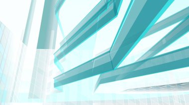 Alışveriş merkezi mimari çizimi 3d illüstrasyon