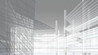 Alışveriş merkezi mimari çizimi 3d illüstrasyon