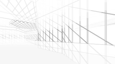 Alışveriş merkezi mimari çizimi 3d illüstrasyon