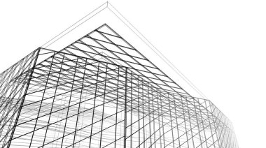 Alışveriş merkezi mimari çizimi 3d illüstrasyon