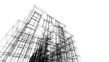 Binanın mimari 3d çizim çizim ev